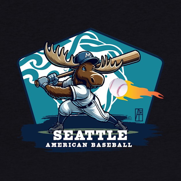 USA - American BASEBALL - Seattle - Baseball mascot - Seattle baseball by ArtProjectShop